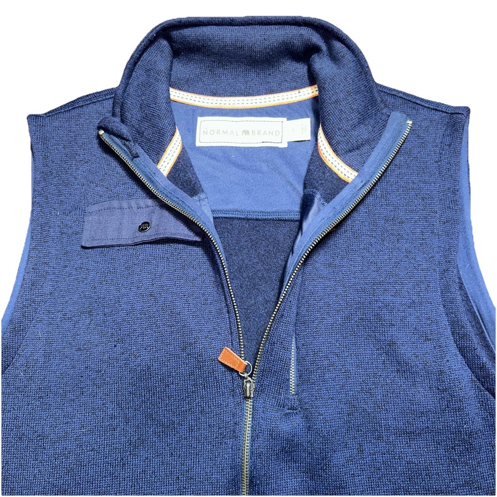 The Normal Brand Full Zip Fleece Vest in Blue Outdoor Men's Large - Picture 2 of 5